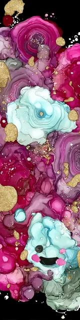 Free abstract bookmark featuring messy pink and black shapes